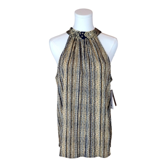 Liverpool Tops - Liverpool Striped Halter Top S Bohemian Chic High Neck Tie Back Sleeveless NWT